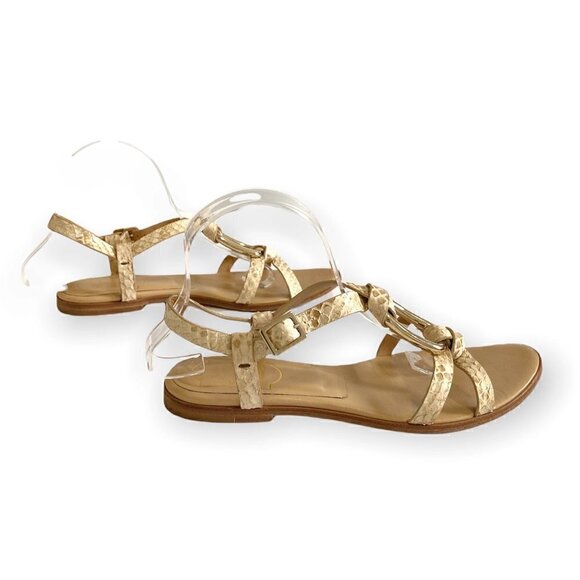 Roger Vivier Flat Sandals, Natural snake, Gold Ring, Sling Back, Size 37.5EU - Picture 6 of 13